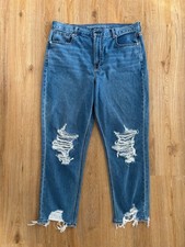 American Eagle Damen Mom Jeans US 16 / L Denim Blau Ripped
