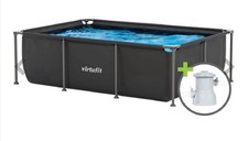 Virtufit Aufstellpool Pool 260 x 180 x 66 cm Schwarz rechteckig