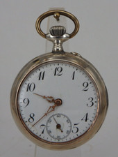 Offene Herrentaschenuhr Silber gut laufendes 10 Steine Uhrwerk um 1895 (98620)