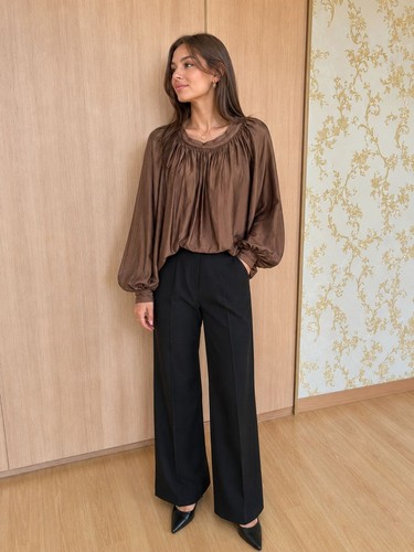 Bluse damen schokofarben m - bluse,