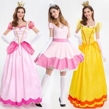 2026 Prinzessin Peach Kleid - Kostüm-Set für Damen Karneval Cosplay Halloween DE