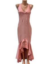 SONJA KIEFER Gr. S / M Maxi Kleid Rosa Trumpet Rückenfrei Krause