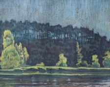 Landschaft Ufer See Monogramm