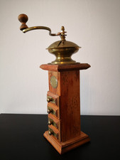 Antike große Kaffeemühle | Holz & Messing | Handkurbel | Schubladen Optik | alt