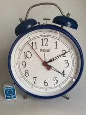 Vintage großer Wecker XXL Mebus Blau Uhr Tischuhr