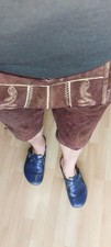 Knielange Lederhose, Echt Leder, Gr. 52 braun mit Stickerei