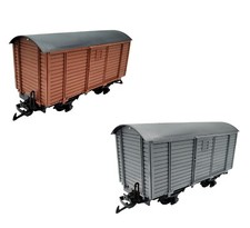 Gedeckter Güterwagen grau, braun modularer Modellbausatz für Spur-G Gartenbahn
