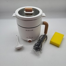 Audecook Elektrische Hot Pot und Dampfgarer, 1.5L Tragbare Mini Antihaft Multiko