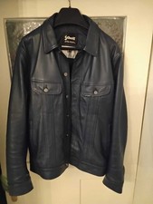 Lee X Schott Lederjacke, Limited Edition, blau, 3XL, Neuwertig