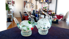 Zwei Glas Figuren - Schwäne -