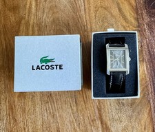 Lacoste Uhr Herren Silber Schwarz Leder Chronograph Armbanduhr