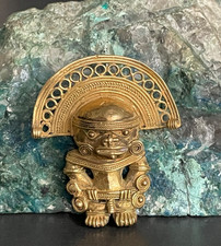 Antiker Schamanenanhänger im Stil der Tairona-/Quimbaya-Kultur–Bronze Handarbeit