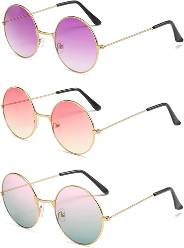3paar rund sonnenbrille bunt - 3paar,