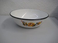 DDR Emaille Schüssel Ø 28 cm Höhe 9 cm schwarzer Rand Pflanzschale TOP