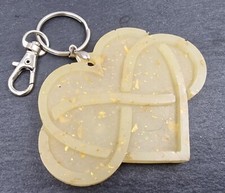 Schlüsselanhänger Herz Infinity Epoxidharz Handmade Weiß Gold 
