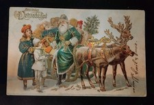 AK Prägekarte " Weihnachten, Weihnachtsmann mit blauen Mantel " von 1906
