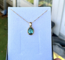 Turmalin 1.5  ct aus 585 Gelb-Gold in der Farbe Grün +Kugelkette 45 cm