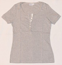 Schiesser Revival T-Shirt hellgrau Knopfleiste Gr.42  NEU