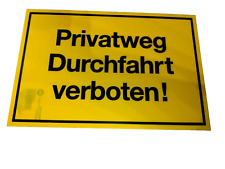 Hinweisschild Privatweg Durchfahrt verboten  gelb eckig, BxH: 20x30 cm
