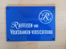 RAIFFEISEN- und VOLKSBANKEN - VERSICHERUNG altes Emailschild