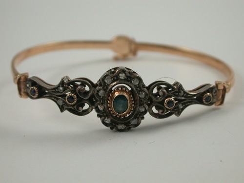 Alter diamant saphir armreif - saphir,