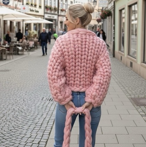Handgestrickte strickjacke - handgestrickte,