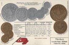 Türkei Gold-Präge-Litho Münzen Nationalflagge Wechselkurse um 1905