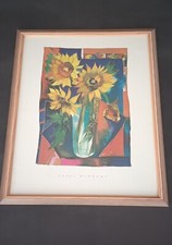 Bild, Kunstdruck, Hazel Burrows, Sonnenblumen, Stillleben, 54 x 44 cm, Neuwertig