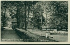 "Alte Postkarte"- Bad Lausick Blick zum Badehaus und Vogelbrunnen 1957 gelaufen 