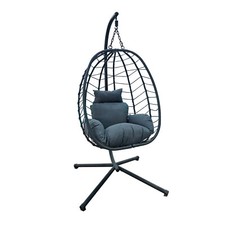 Hängesessel mit Gestell klappbar Hängestuhl Hängesitz Hängekorb SHELLY Grau