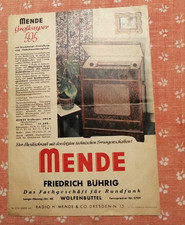 Radio + Musikschrank  Mende Prospekt + Preisliste ca 1937 Original ! top rare