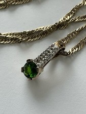 „Exotische Steine“ Set Flachpanzerkette Anhänger Chromdiopsid 925 Silber VG