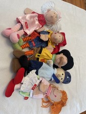 5 Sigikid Handspielpuppen; Polizist,Räuber,Kasperle,Prinzessin,Mädchen