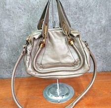 【Ausgezeichnet】CHLOE Paraty 2way Leder kleine dunkelkhaki Handtasche Schulter...