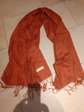 Pashmina Schal mit Fransen Farbe rost/orange - 70% cashmere - 30% Seide- gebr.