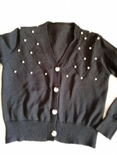Strickjacke Schwarz Perlen Shein Gr M