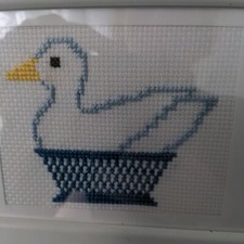 Gans Tier Stickbild Handarbeit