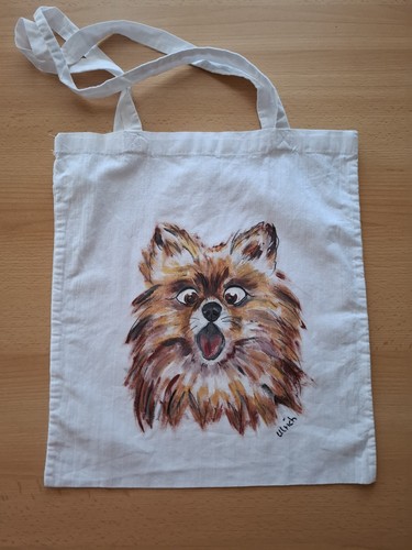 Shopper handbemalt hund - shopper,