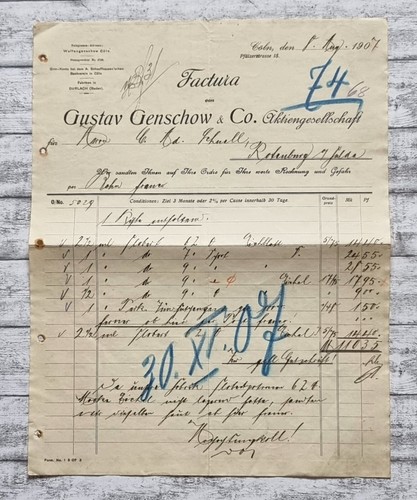 1907 genschow cöln - genschow, köln