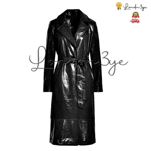 Damen schwarz vinyl trenchcoat - vinyl,