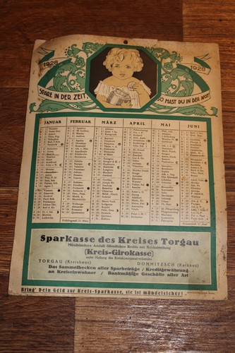 Kalender sparkasse torgau 1928 - sparkasse,