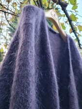 FfC  Mohair Wolle Strickjacke Cardigan Gr.XL pflaume lila neuw.