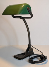 Bankerlampe, LUX, Emailleschirm grün, Messing, Art Déco, toller Zustand!