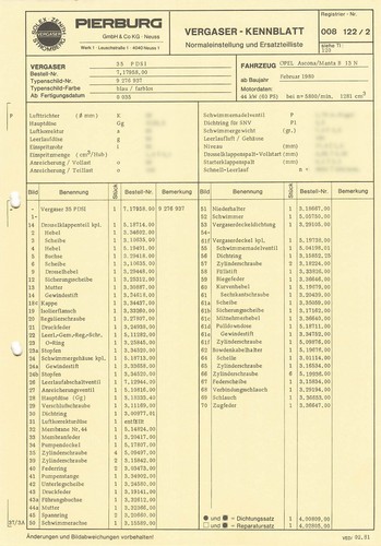 Datenblatt einstelldaten solex - einstelldaten,