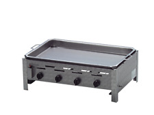 Gasgrill Edelstahl 4 flammig mit Emaille Pfanne, 81 x 53 x 27 cm Gastrobräter