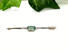 2667 Gold 585 GG/WG - Stabbrosche / Brosche Art Deco um 1920/30 mit Turmalin