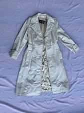 Ledermantel weiß Vintage, Trenchcoat Größe M