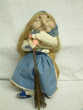 Hexe Reisig Besen Handarbeit Besenstiel Strumpf Gesicht zum Aufhängen 70iger Jah