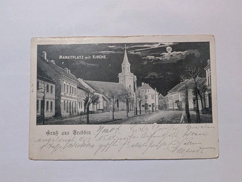Trebbin postcard moonlight