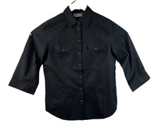 Damen Bluse tailliert Hemdbluse schwarz 40 MIA LINEA mit Roll-Up Ärmel Neu